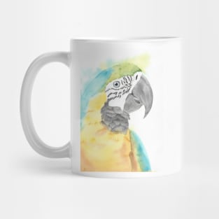 blue and gold macaw watercolor portrait bird parrot Mug